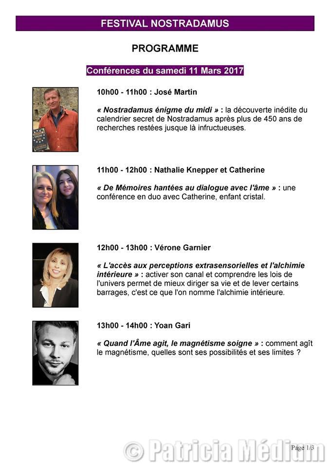 Conférences Festival Nostradamus 2017