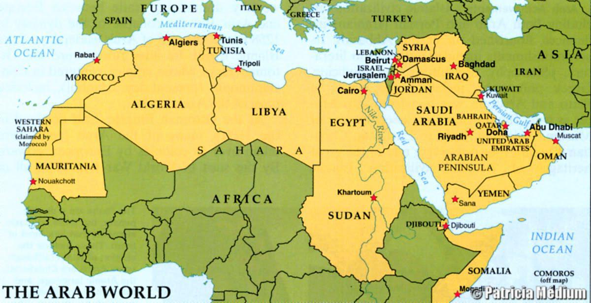 carte des pays arabes